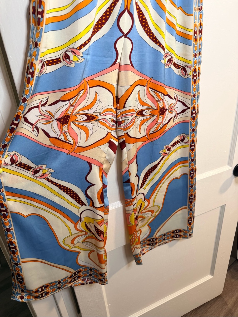 Rachel Zoe Blue Multi Abstract-Print Wide Leg Palazzo Pants - Picture 3 of 8